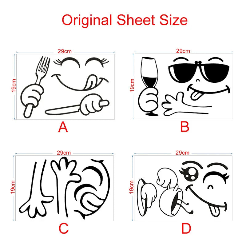 Funny Eating & Drinking Smile Face Wall Stickers - Vinyl Art Decal for Dining Room, Kitchen, Office, & Refrigerator Decoration ππ½οΈ