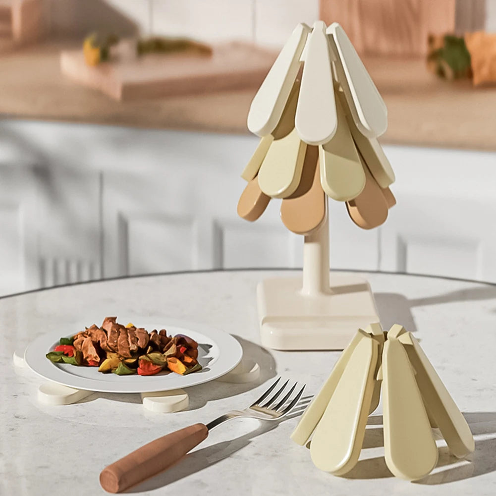 Silicone Tree-Shaped Heat-Resistant Mat - Collapsible Anti-Scalding Pads, Hot Dish Coasters & Washable Placemats for Dining Table πΏπ₯