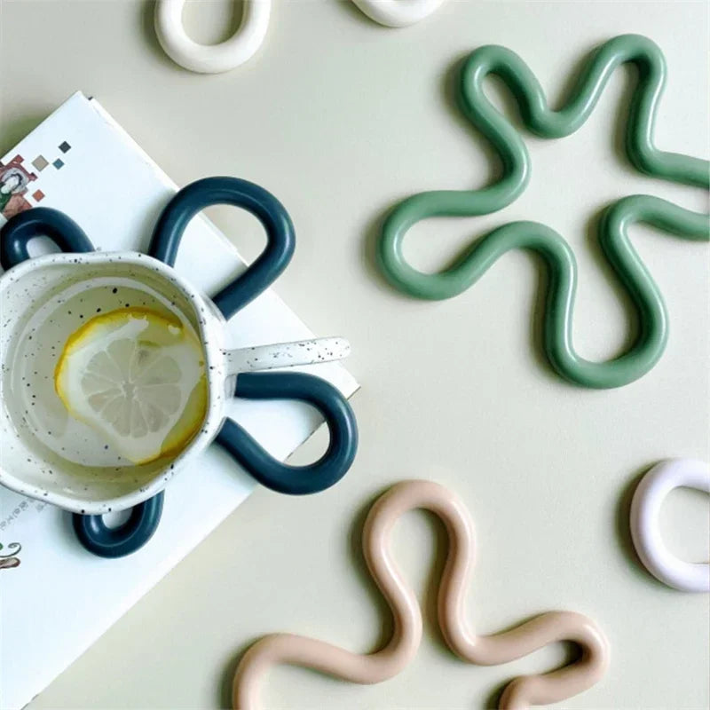 Heat-Resistant Silicone Geometric Coasters & Pot Holders - Non-Slip Drink Mats for Kitchen & Table Accessories π‘π₯