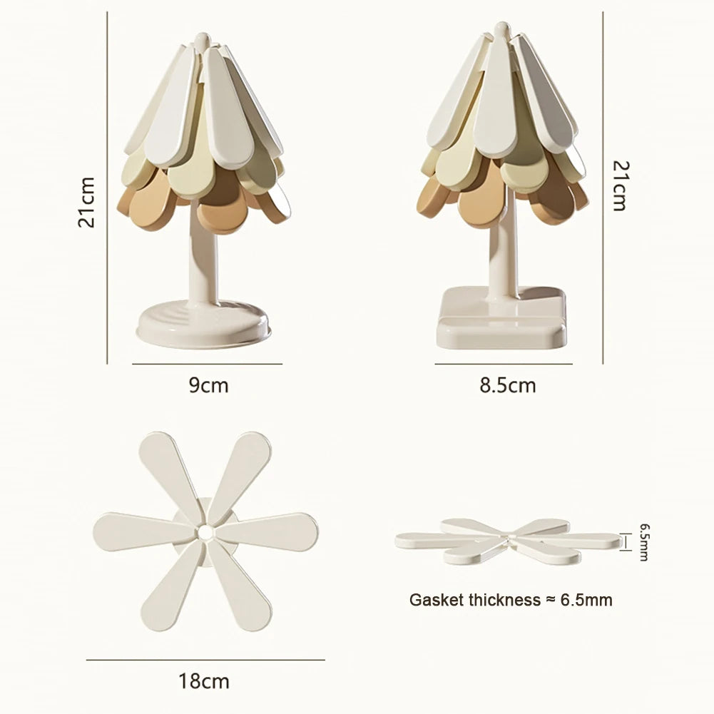 Silicone Tree-Shaped Heat-Resistant Mat - Collapsible Anti-Scalding Pads, Hot Dish Coasters & Washable Placemats for Dining Table πΏπ₯