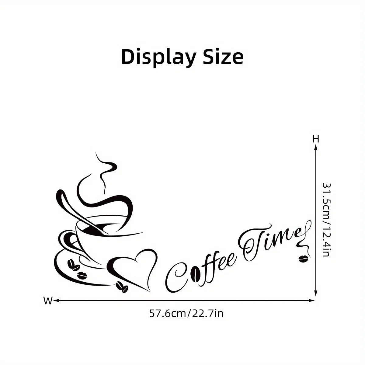 Hand-Drawn Coffee Heart Silhouette 'Coffee Time' Wall Stickers for Bedroom, Kitchen & Living Room - Removable PVC Wall Decals ☕️❤️