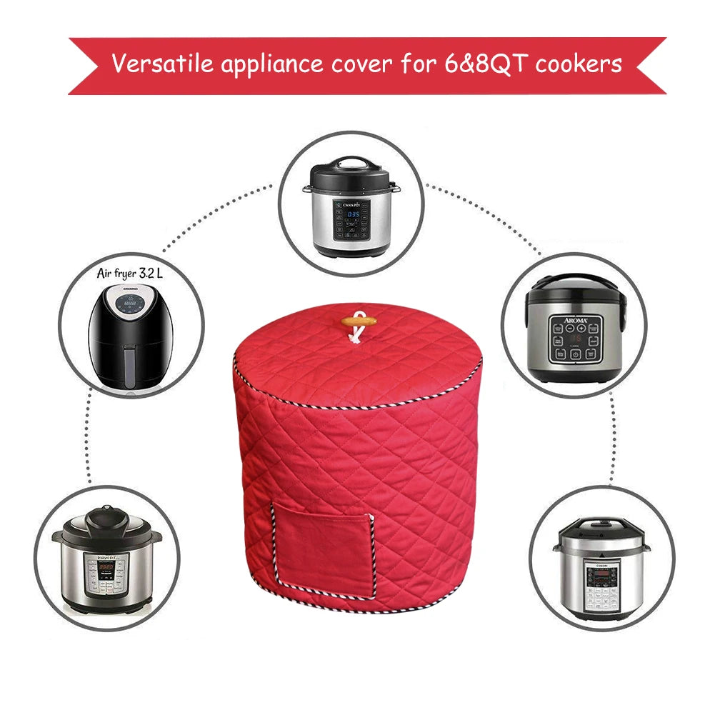 Anti-Static Dust Cover for Pressure Cookers β Reusable, Quilted Cotton Blend with Pocket for 6QT & 8QT Cookers | Protective Cover for Home Use