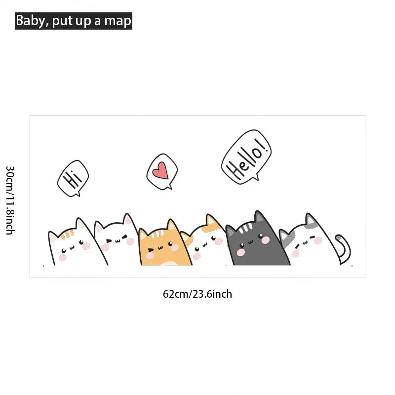 Cute Cat Stickers for Bedroom & Wardrobe Doors - Waterproof Self-Adhesive PVC Wall Stickers for Furniture & Tile Decor π±β¨