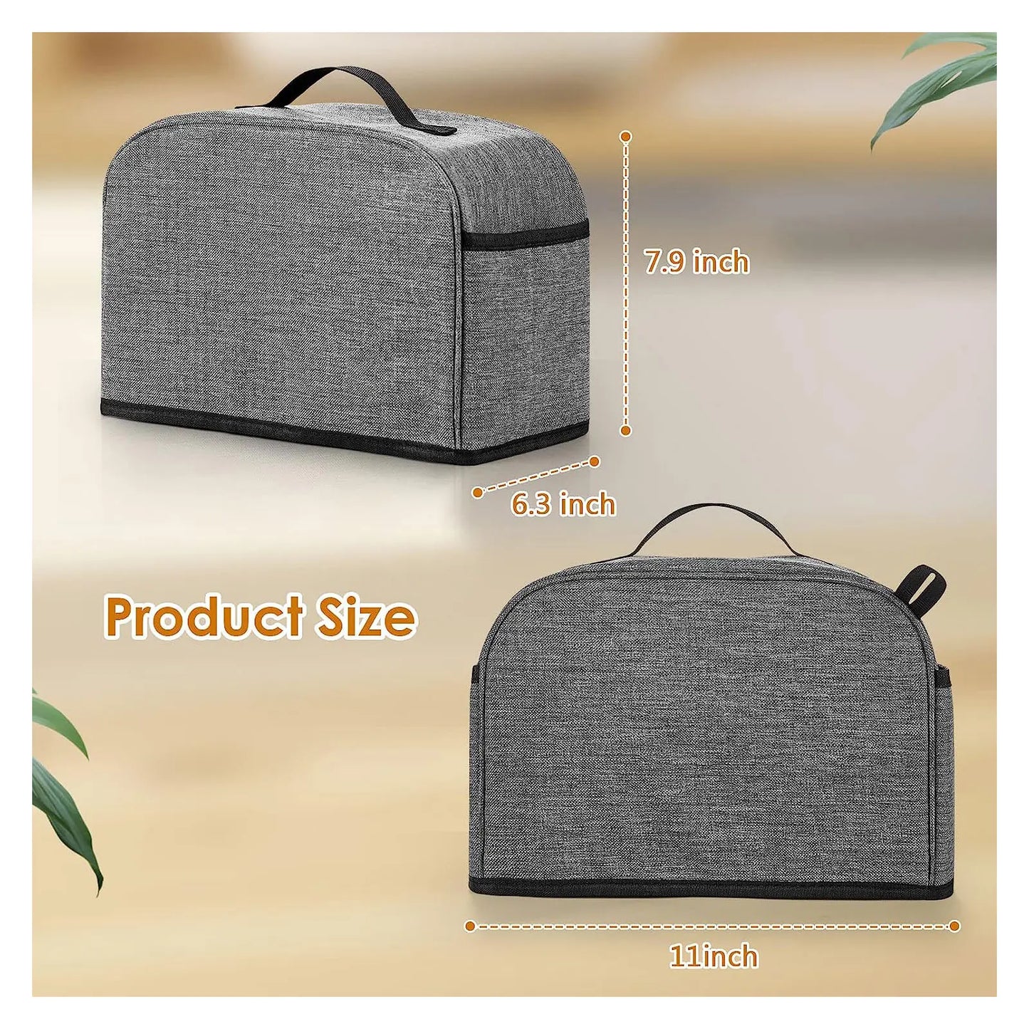 2 Slice Toaster Cover with Pockets β Dust & Fingerprint Protection, Jam Spreader Holder, & Toaster Tongs Organizer, Water-Resistant Polyester