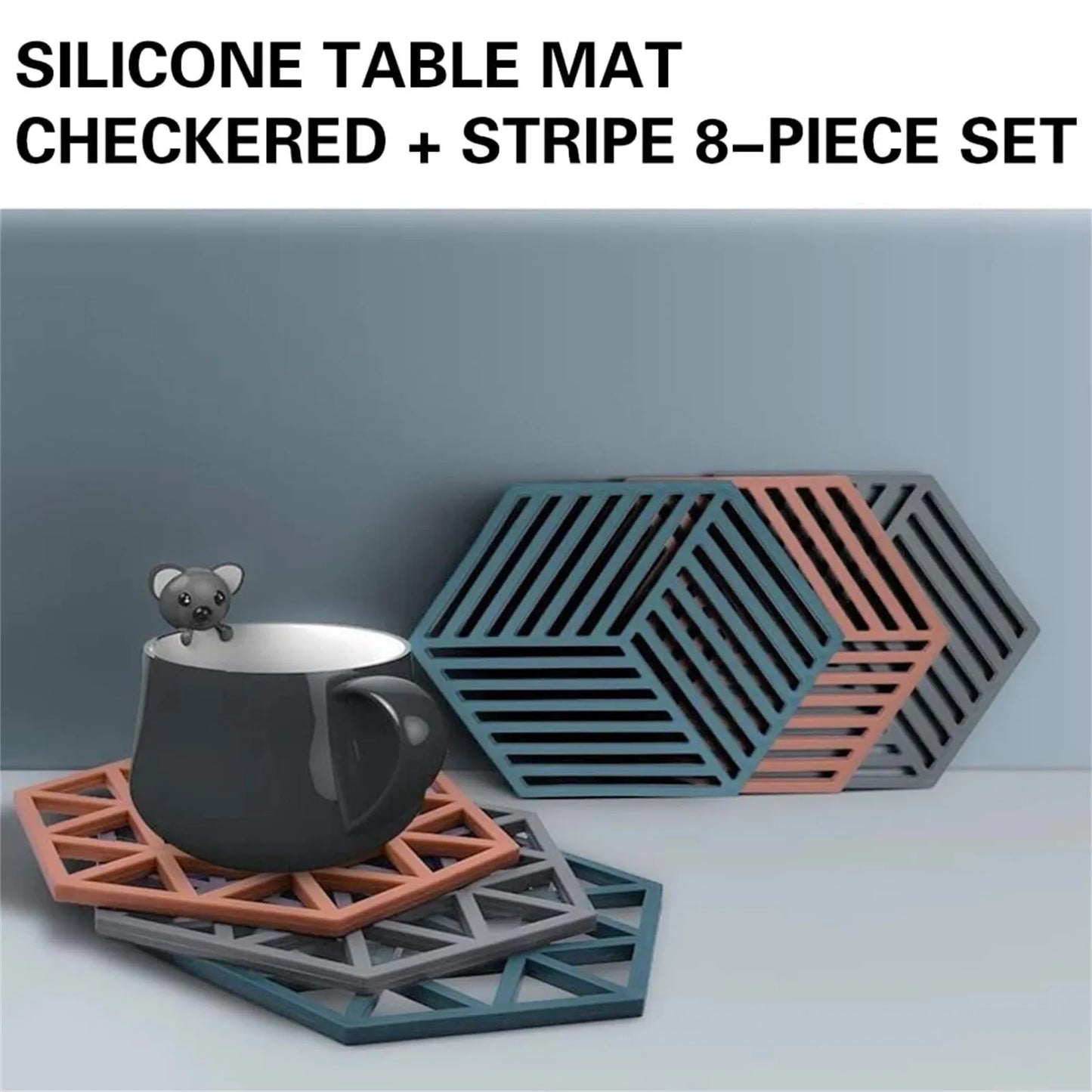 10 Pcs Heat-Resistant Silicone Coaster Mats - Non-Slip Hexagon Table Placemats for Kitchen & Household Accessories π‘π΅