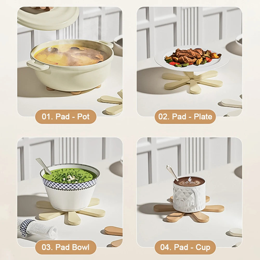 Silicone Tree-Shaped Heat-Resistant Mat - Collapsible Anti-Scalding Pads, Hot Dish Coasters & Washable Placemats for Dining Table πΏπ₯