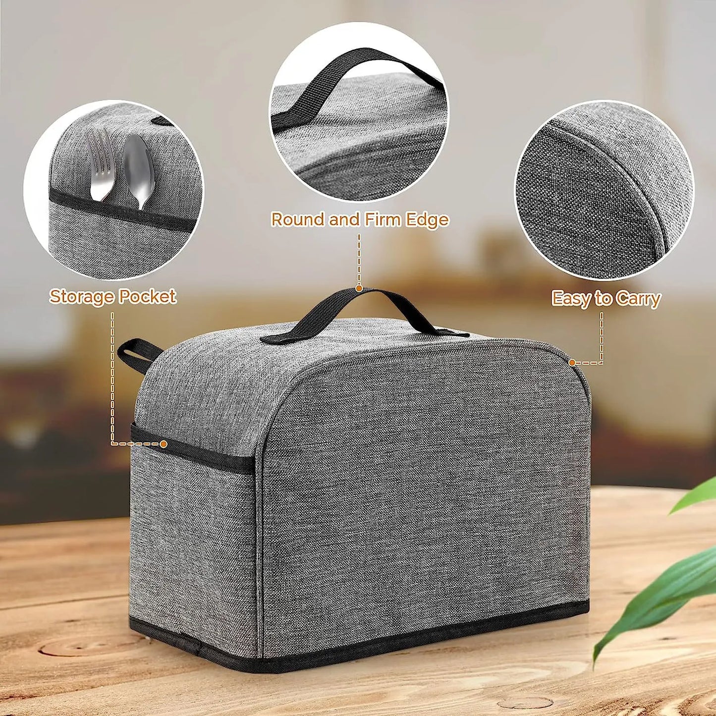 2 Slice Toaster Cover with Pockets β Dust & Fingerprint Protection, Jam Spreader Holder, & Toaster Tongs Organizer, Water-Resistant Polyester