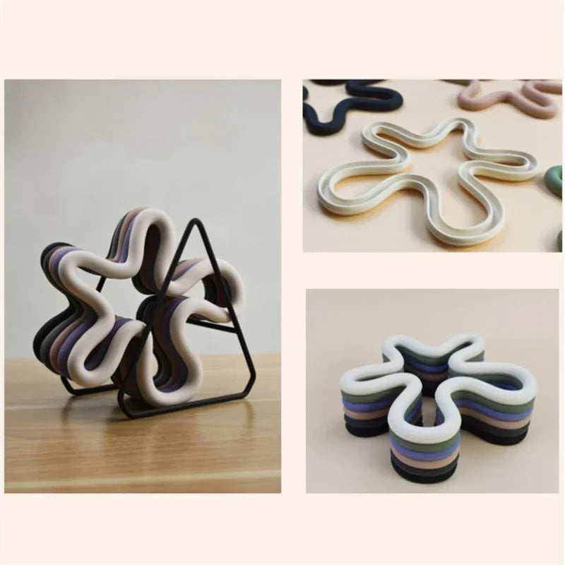 Heat-Resistant Silicone Geometric Coasters & Pot Holders - Non-Slip Drink Mats for Kitchen & Table Accessories π‘π₯