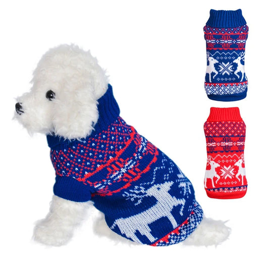 Christmas Knitted Pet Sweater – Cozy Winter Clothes for Small Dogs & Cats, Warm Puppy Coat Holiday Outfit