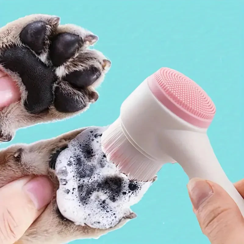 1pc Silicone Pet Paw Cleaner & Massage Brush – Dual-Sided Grooming Tool for Healthy Coats & Claws, Soft Bristles for Dogs and Cats 🐾💖