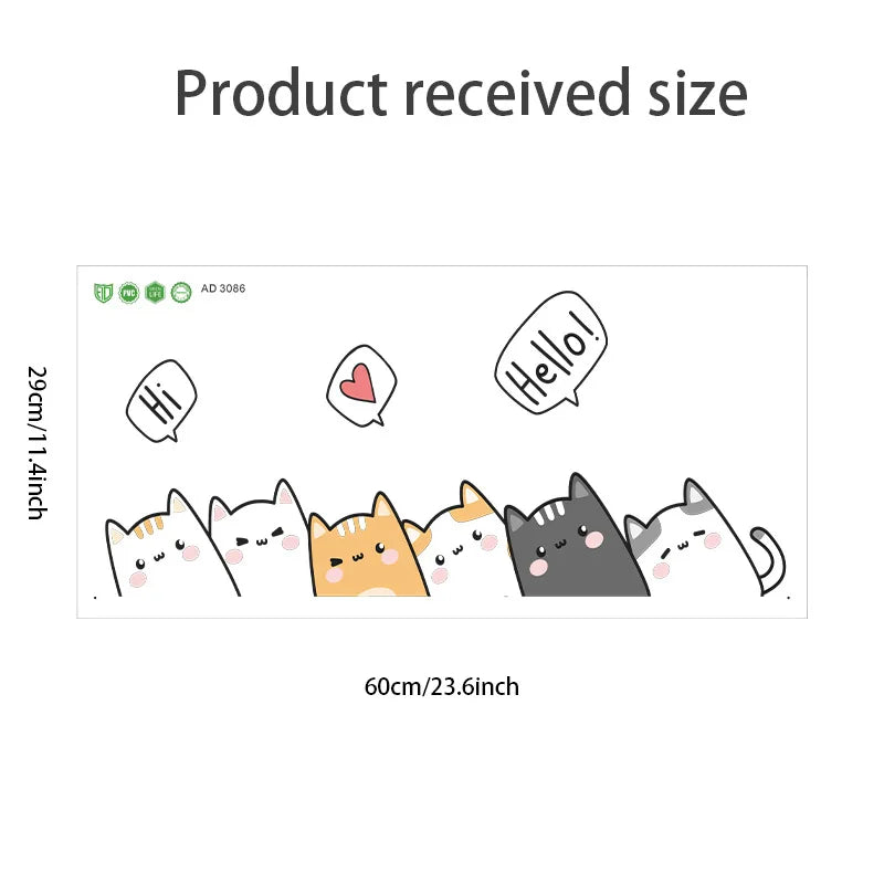 Cute Cat Stickers for Bedroom & Wardrobe Doors - Waterproof Self-Adhesive PVC Wall Stickers for Furniture & Tile Decor 🐱✨