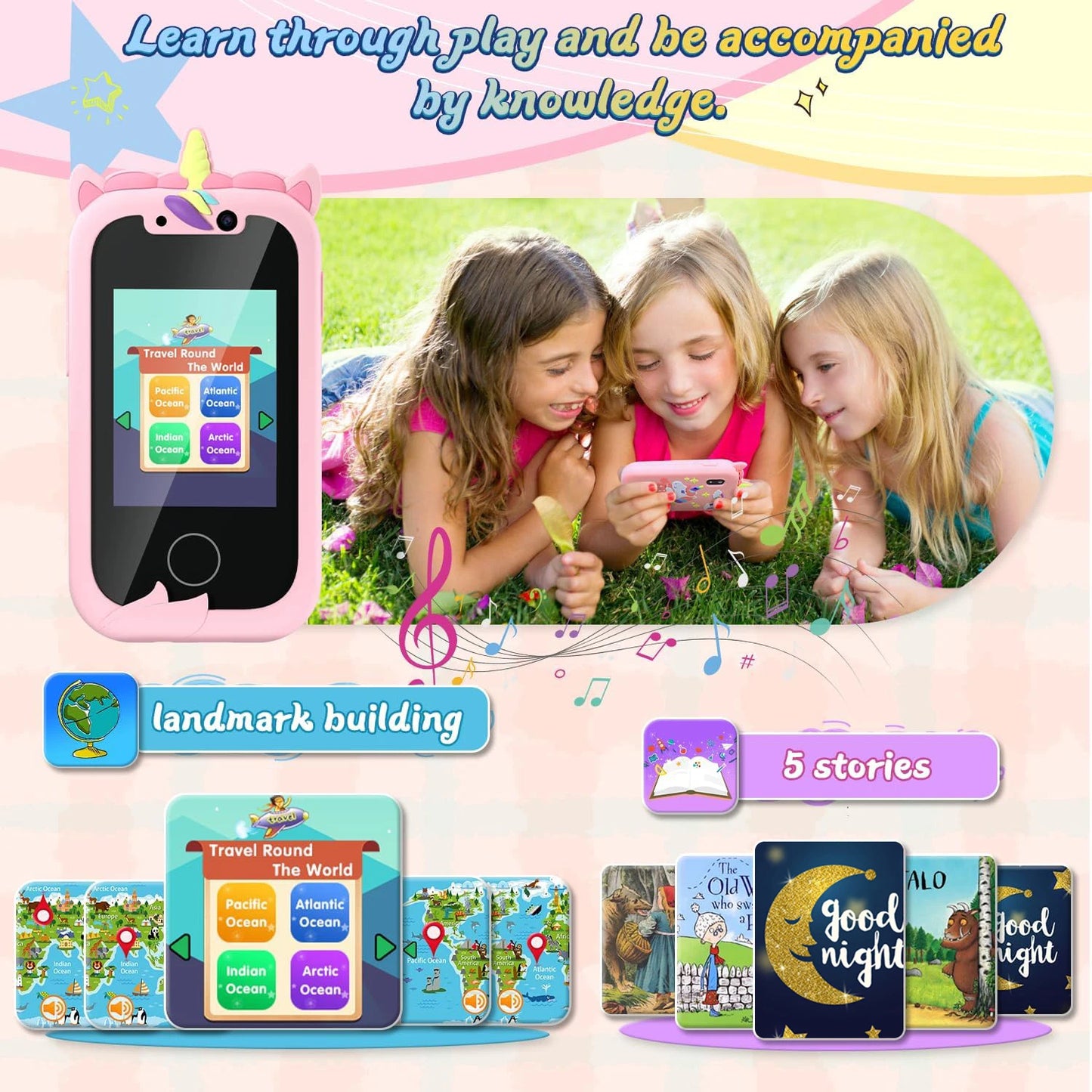 Kids Smart Phone Camera Toy with Touchscreen & Learning Features for Boys & Girls (3-12 Years) – Fun MP3 Player, Selfies, Games & Educational Gifts 🎁📱