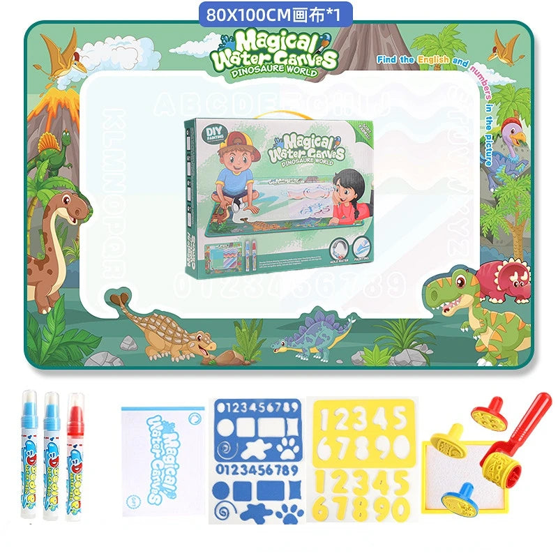 Magic Water Drawing Mat - 100x80CM Reusable Doodle Board with Pens & Tools | Educational Montessori Toy for Kids Gifts 🎨🖌️