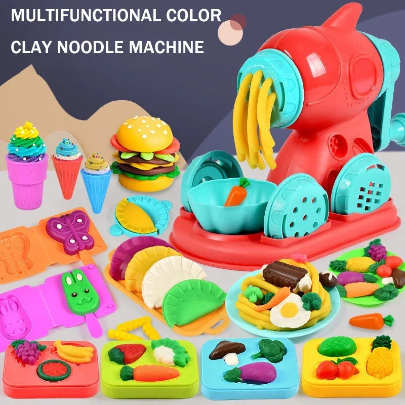 Colorful Plasticine Making Toys – DIY Ice Cream & Noodles Machine for Kids, Creative Handmade Mold Tool & Colored Clay Gift 🎨🍦🍝