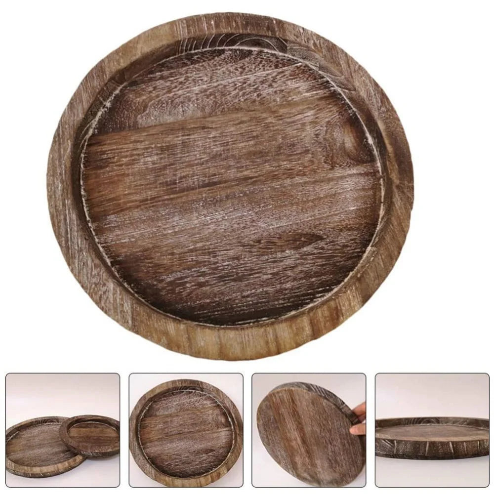 Wooden Tray Candle Holder – Multi-purpose Rustic Storage Tray for Farmhouse Kitchen, Fruit Storage, Countertop Decor – Eco-friendly & Lightweight