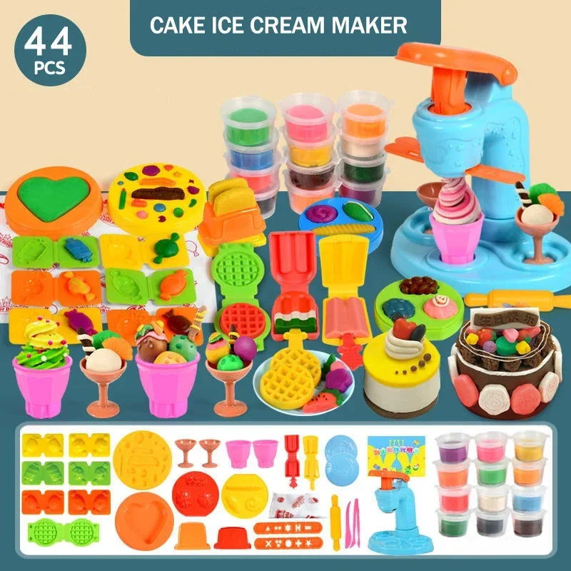 Colorful Plasticine Making Toys – DIY Ice Cream & Noodles Machine for Kids, Creative Handmade Mold Tool & Colored Clay Gift 🎨🍦🍝