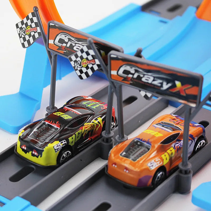 Kids Double Car Wheels Racing Track Toy - DIY Assembled Rail Kit with Catapult Launch, Fun Gift for Boys & Girls Racing Fans 🚗💨