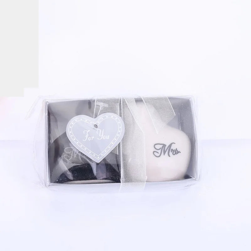 10 Set Heart Shaped Ceramic Salt & Pepper Shakers - Mr. & Mrs. Wedding Favour Souvenirs, Guest Gifts & Home Decor ❤️🎉