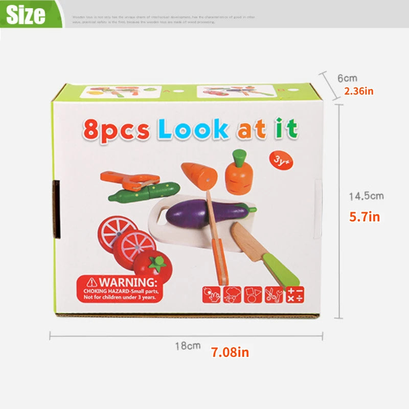 Wooden Kitchen Playset for Kids - Montessori Educational Toy with Fruit & Vegetable Cutting Set 🍎🍊🎉 Perfect Gift for Toddlers & Children