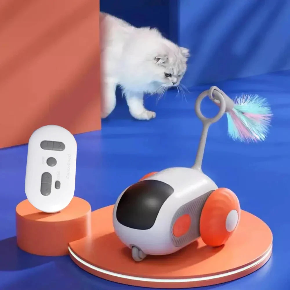 Smart Interactive Cat Toy – Automatic Moving & Remote-Controlled Car with Feather Teaser for Cats & Dogs | Fun Training Pet Supplies 🐾🚗