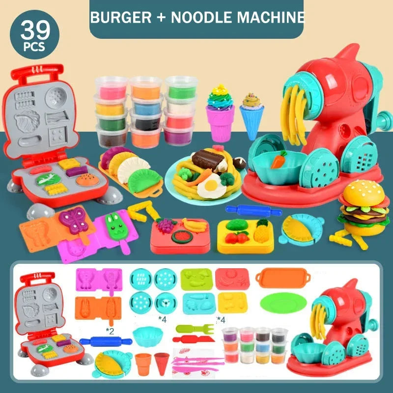 Colorful Plasticine Making Toys – DIY Ice Cream & Noodles Machine for Kids, Creative Handmade Mold Tool & Colored Clay Gift 🎨🍦🍝