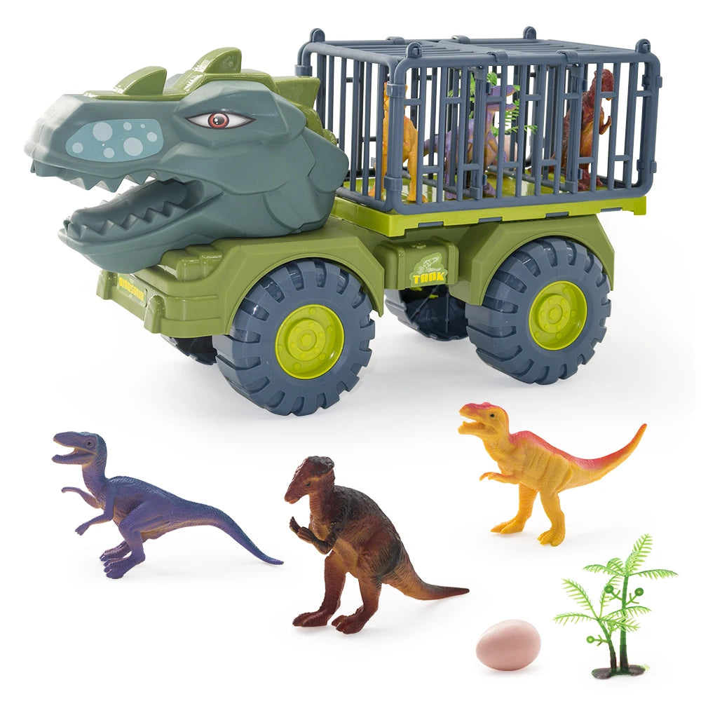 Dinosaur Truck Transport Carrier Toy for Boys – Tyrannosaurus Rex Truck Game with Dino Models & Eggs – Educational Gift for Kids 3+ 🦖🚚