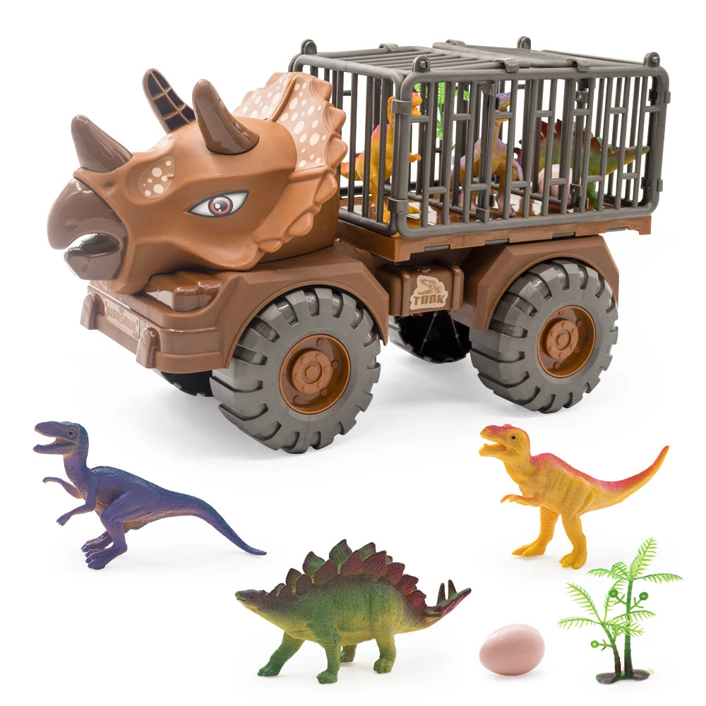 Dinosaur Truck Transport Carrier Toy for Boys – Tyrannosaurus Rex Truck Game with Dino Models & Eggs – Educational Gift for Kids 3+ 🦖🚚