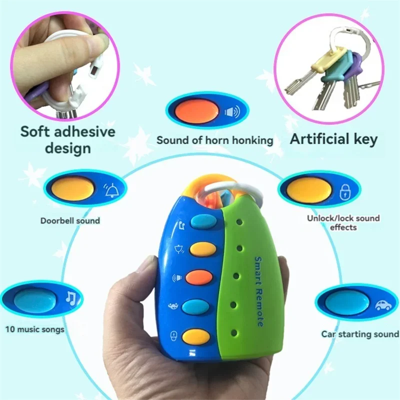 Baby Car Key Simulation Toy with Lights & Music – Fun Early Education Toy for Kids, Ages 3-12 | Durable, Compact, Interactive Play! 🚗🎶