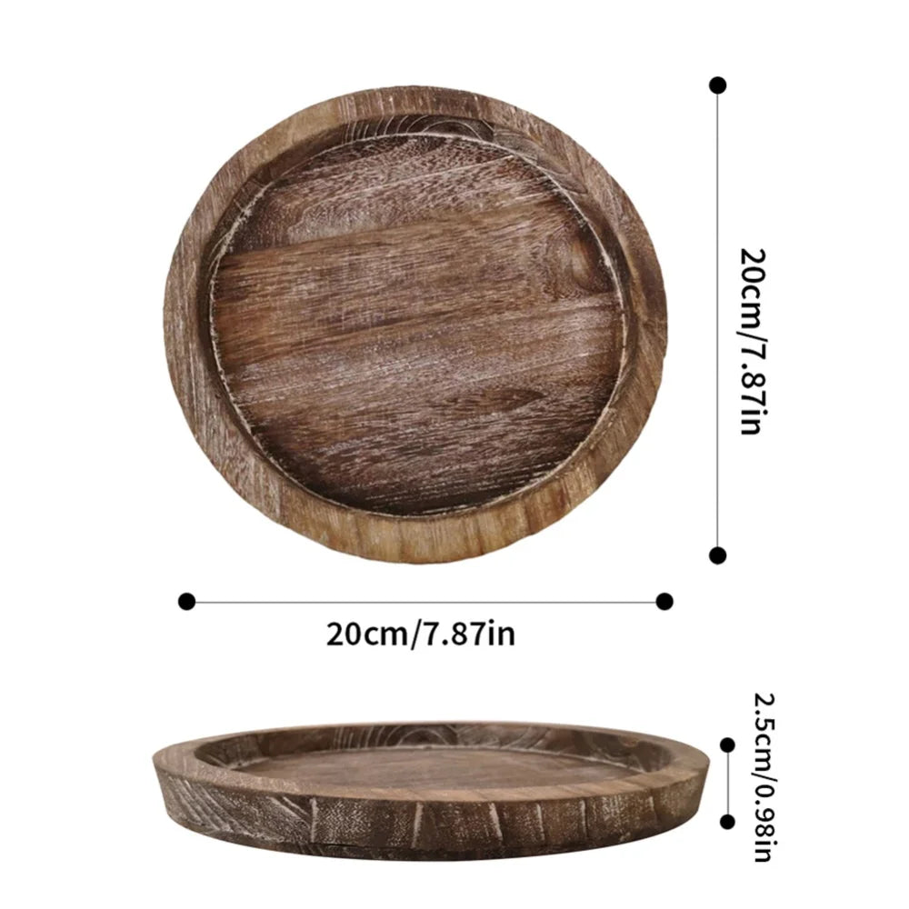 Wooden Tray Candle Holder – Multi-purpose Rustic Storage Tray for Farmhouse Kitchen, Fruit Storage, Countertop Decor – Eco-friendly & Lightweight