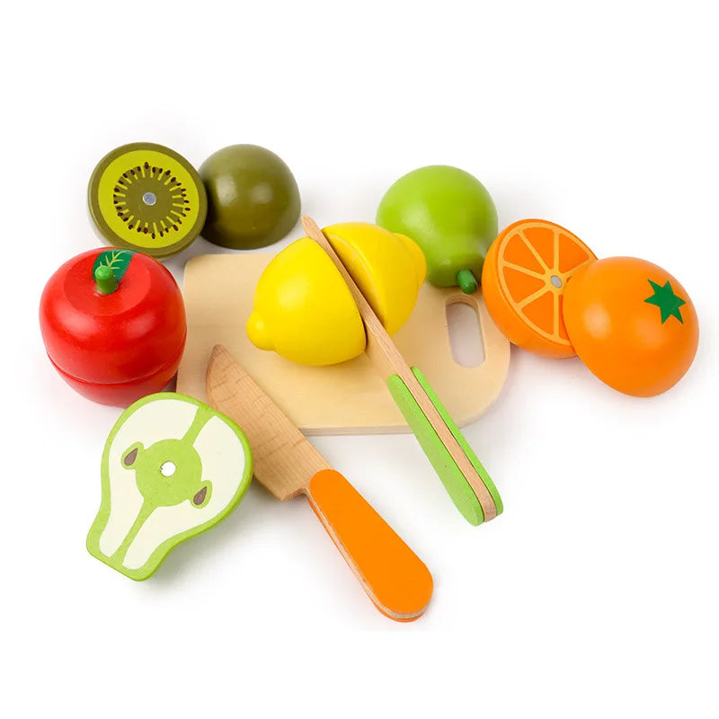 Wooden Kitchen Playset for Kids - Montessori Educational Toy with Fruit & Vegetable Cutting Set 🍎🍊🎉 Perfect Gift for Toddlers & Children