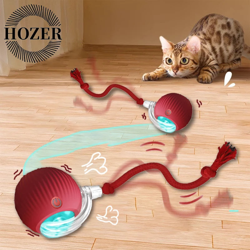 Interactive Cat Ball Toy – Smart Automatic Rolling Ball with Faux Tail, Rechargeable Electric Mouse Toy for Cats & Dogs 🐾✨