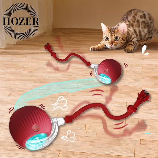 Interactive Cat Ball Toy – Smart Automatic Rolling Ball with Faux Tail, Rechargeable Electric Mouse Toy for Cats & Dogs 🐾✨