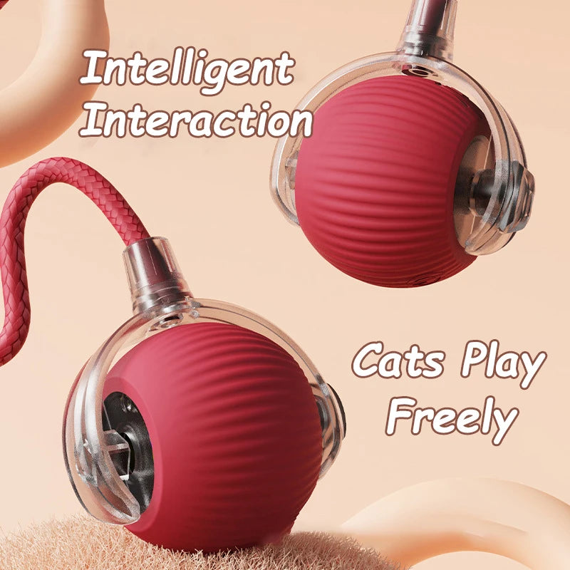 Interactive Cat Ball Toy – Smart Automatic Rolling Ball with Faux Tail, Rechargeable Electric Mouse Toy for Cats & Dogs 🐾✨