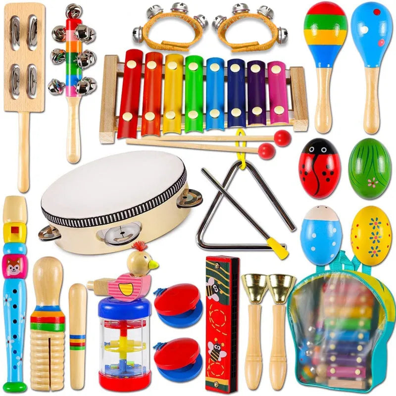 Wooden Baby Percussion Instrument Set for Kids - Creative Music Handbells & Learning Toys for 3-12 Years Old | Montessori Development Gift 🎶