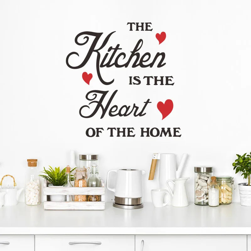 1PCS "The Kitchen Is The Heart of The Home" English Wall Sticker – Inspirational Home Decor for Living Room, Kitchen & More ❤️🏡