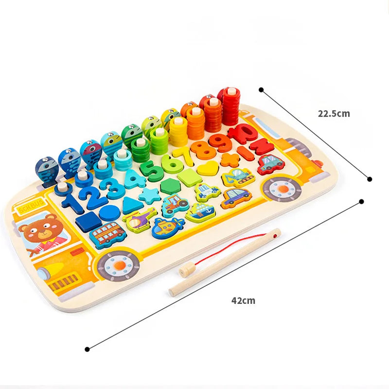 Kids Montessori Math Toys - Educational Wooden Puzzle & Fishing Toy for Toddlers, Shape Matching & Number Sorting Board Game for 3-6Y 🎣🔢