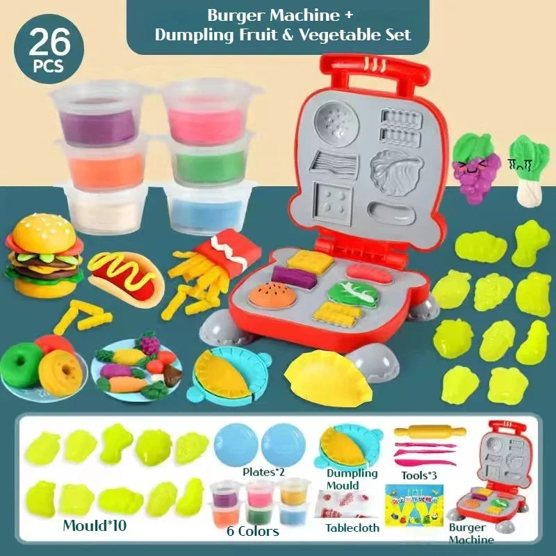 Colorful Plasticine Making Toys – DIY Ice Cream & Noodles Machine for Kids, Creative Handmade Mold Tool & Colored Clay Gift 🎨🍦🍝