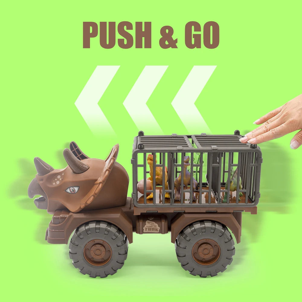 Dinosaur Truck Transport Carrier Toy for Boys – Tyrannosaurus Rex Truck Game with Dino Models & Eggs – Educational Gift for Kids 3+ 🦖🚚