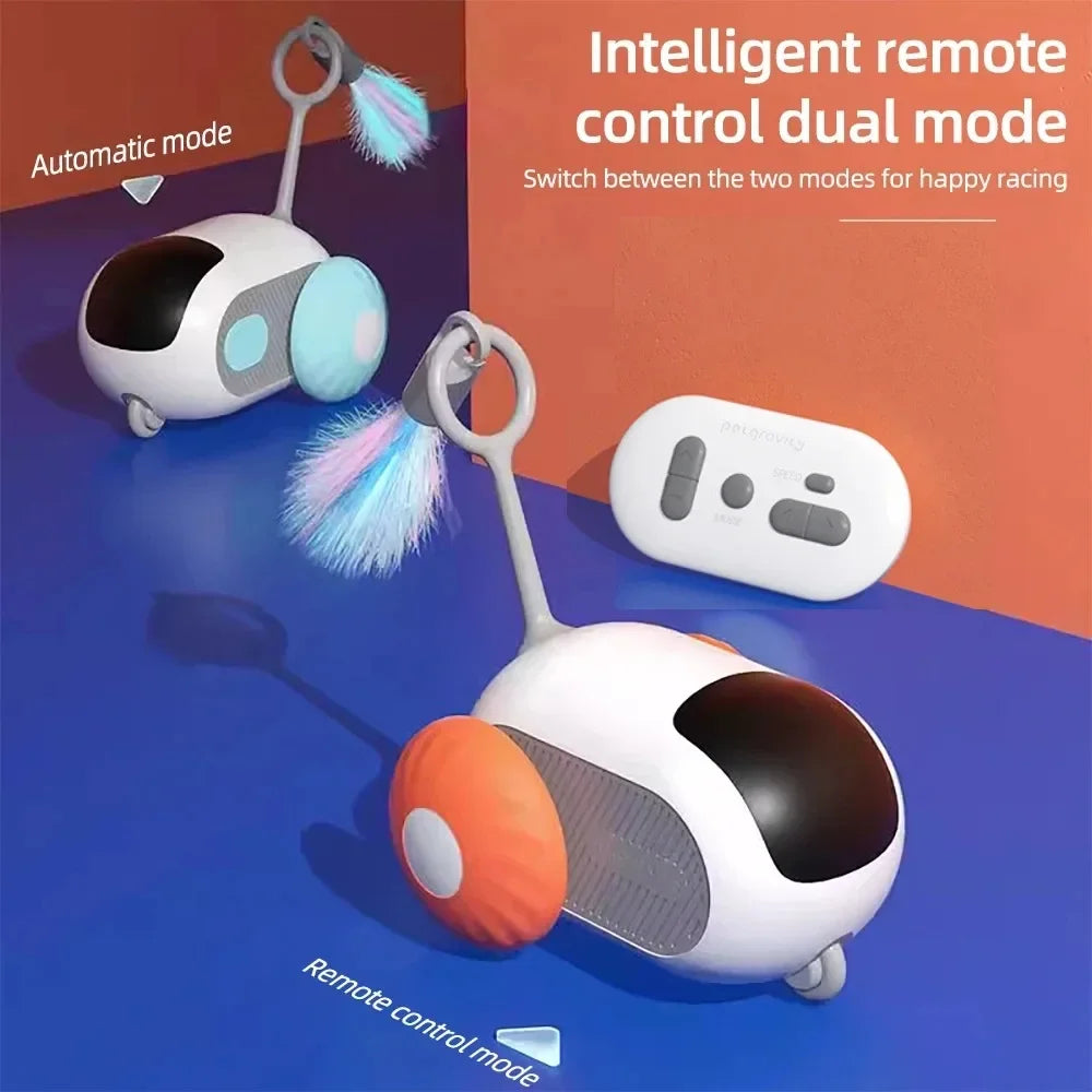 Smart Interactive Cat Toy – Automatic Moving & Remote-Controlled Car with Feather Teaser for Cats & Dogs | Fun Training Pet Supplies 🐾🚗