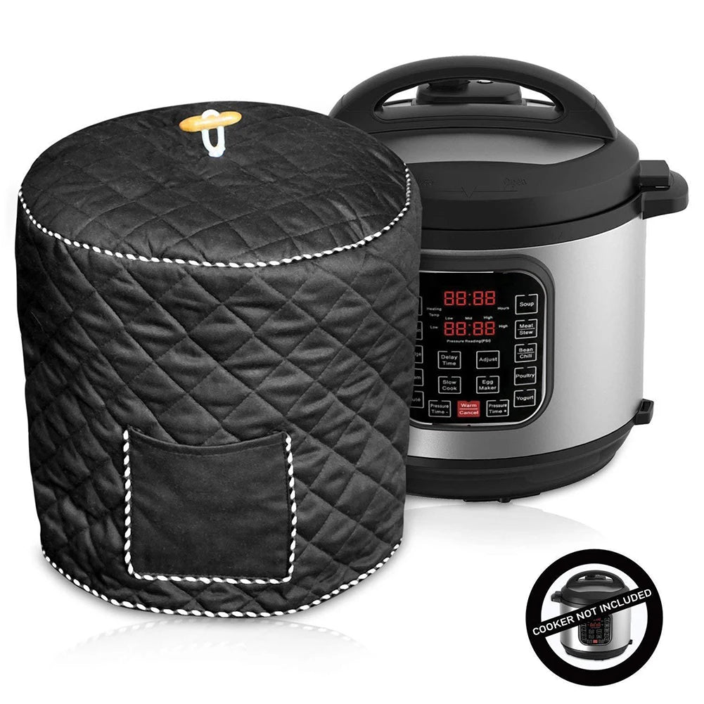 Anti-Static Dust Cover for Pressure Cookers – Reusable, Quilted Cotton Blend with Pocket for 6QT & 8QT Cookers | Protective Cover for Home Use