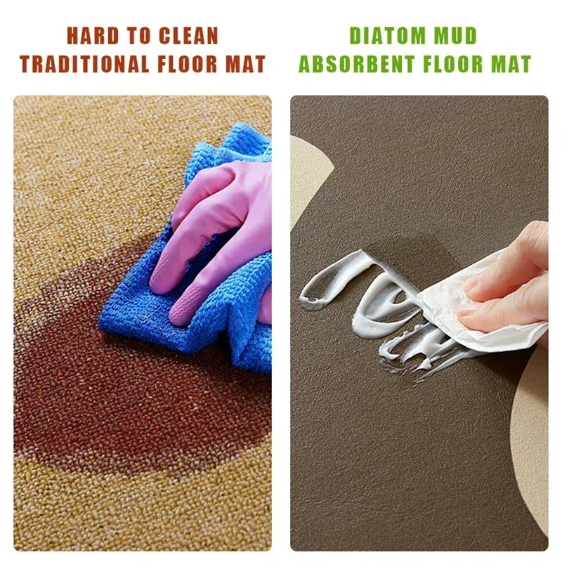 Non-Slip Diatom Mud Kitchen Floor Mat - Absorbent Modern Rug for Kitchen & Bathroom, Minimalist Style Decorative Carpet 🏡🧽