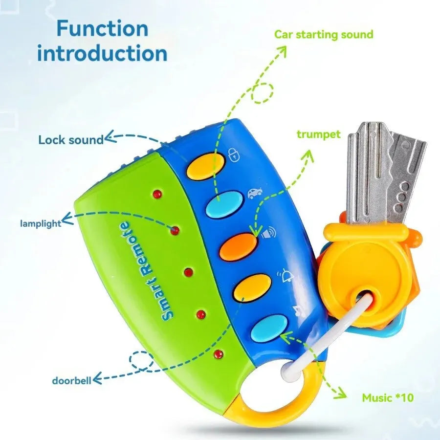 Baby Car Key Simulation Toy with Lights & Music – Fun Early Education Toy for Kids, Ages 3-12 | Durable, Compact, Interactive Play! 🚗🎶