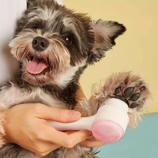 1pc Silicone Pet Paw Cleaner & Massage Brush – Dual-Sided Grooming Tool for Healthy Coats & Claws, Soft Bristles for Dogs and Cats 🐾💖