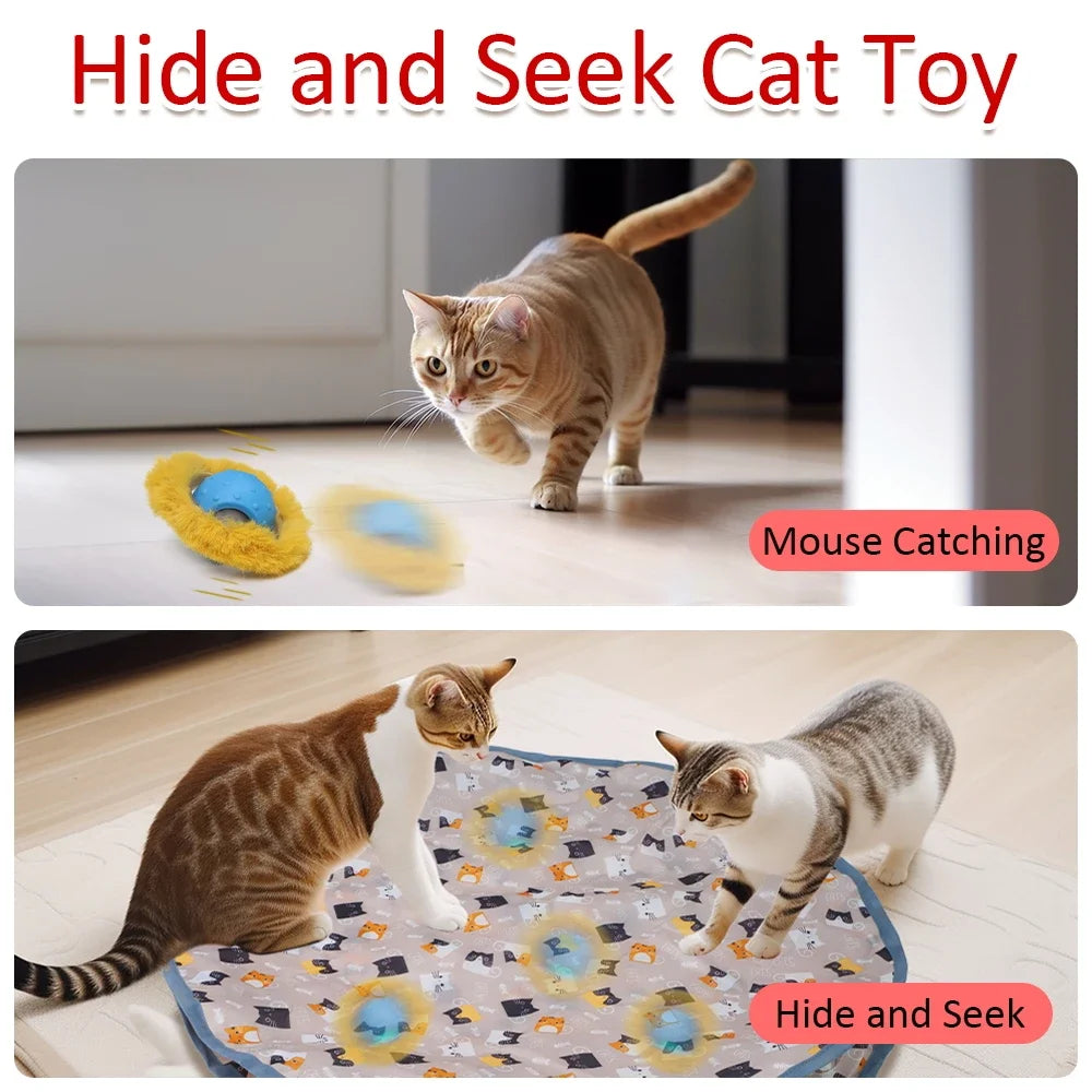 Interactive Rolling Cat Toy - Motion-Activated Chirping Ball with Hide-and-Seek Pouch for Smart Play & Exercise 🎾🐾