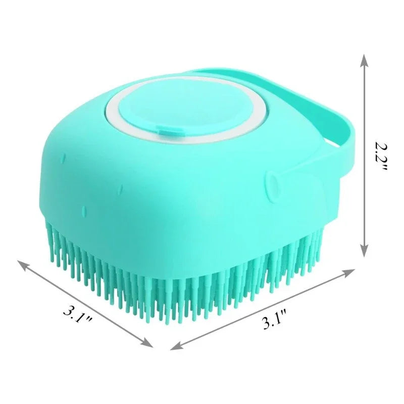 Pet Dog Shampoo Brush with 2.7oz Shampoo Dispenser - Cat Massage Comb & Grooming Scrubber for Short-Haired Pets