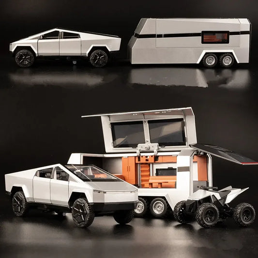 1/32 Tesla Cybertruck Pickup Model – Diecast Off-Road Vehicle Toy with Sound & Light for Kids & Collectors 🎁🚚