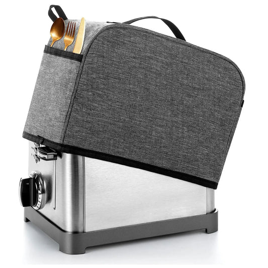 2 Slice Toaster Cover with Pockets – Dust & Fingerprint Protection, Jam Spreader Holder, & Toaster Tongs Organizer, Water-Resistant Polyester