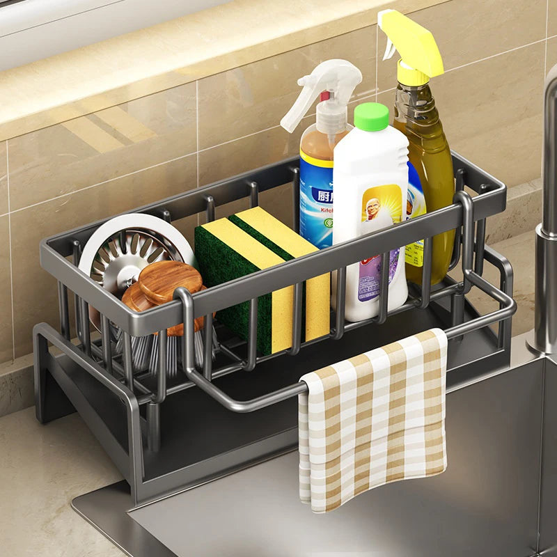 Multifunctional Sponge Rack & Kitchen Shelf Organizer - Sink Dishcloth Holder, Detergent & Rag Drainer for Kitchen Storage 🧽🍽️