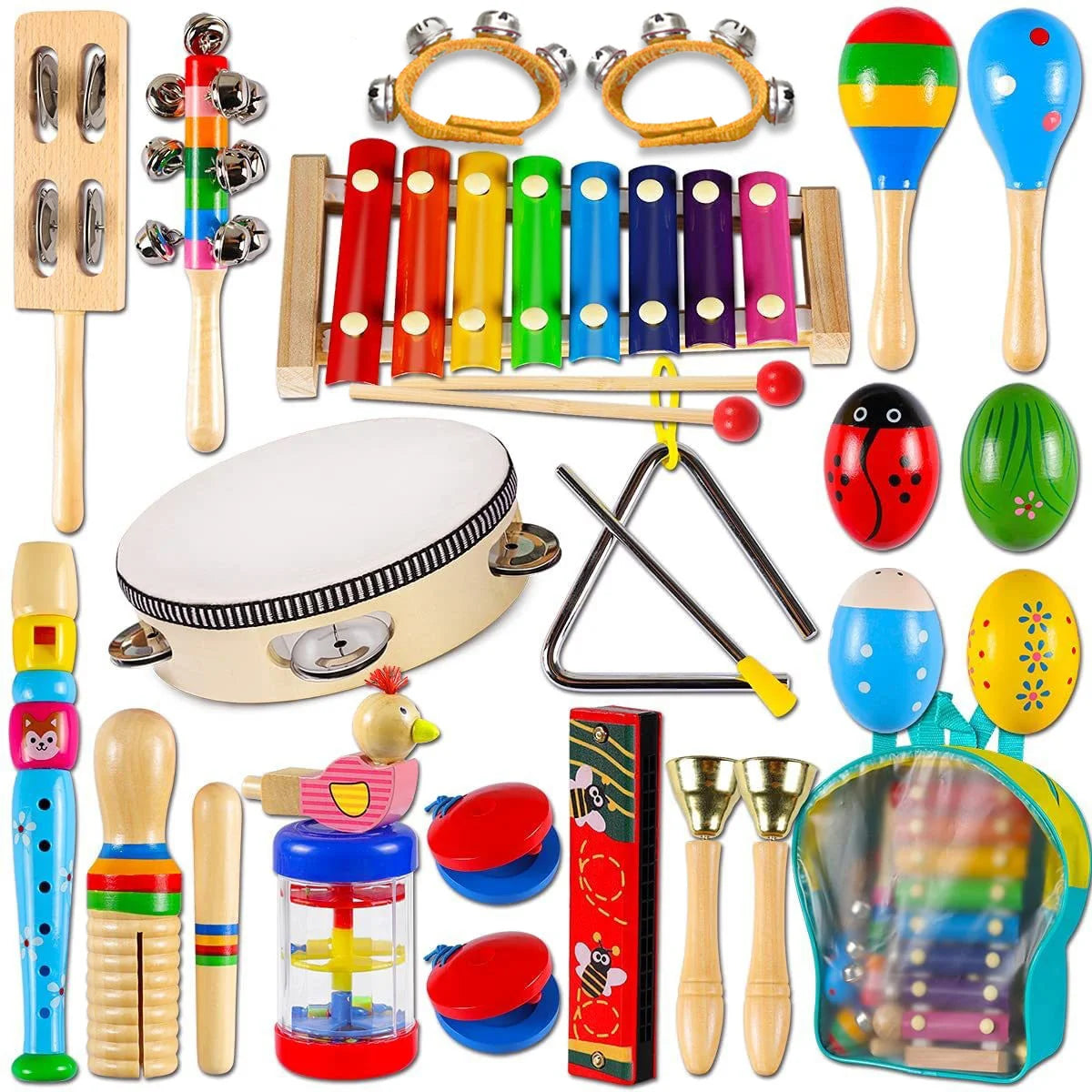 Wooden Baby Percussion Instrument Set for Kids - Creative Music Handbells & Learning Toys for 3-12 Years Old | Montessori Development Gift 🎶