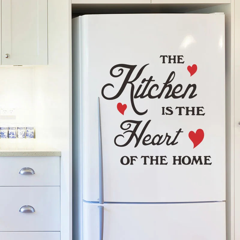 1PCS "The Kitchen Is The Heart of The Home" English Wall Sticker – Inspirational Home Decor for Living Room, Kitchen & More ❤️🏡